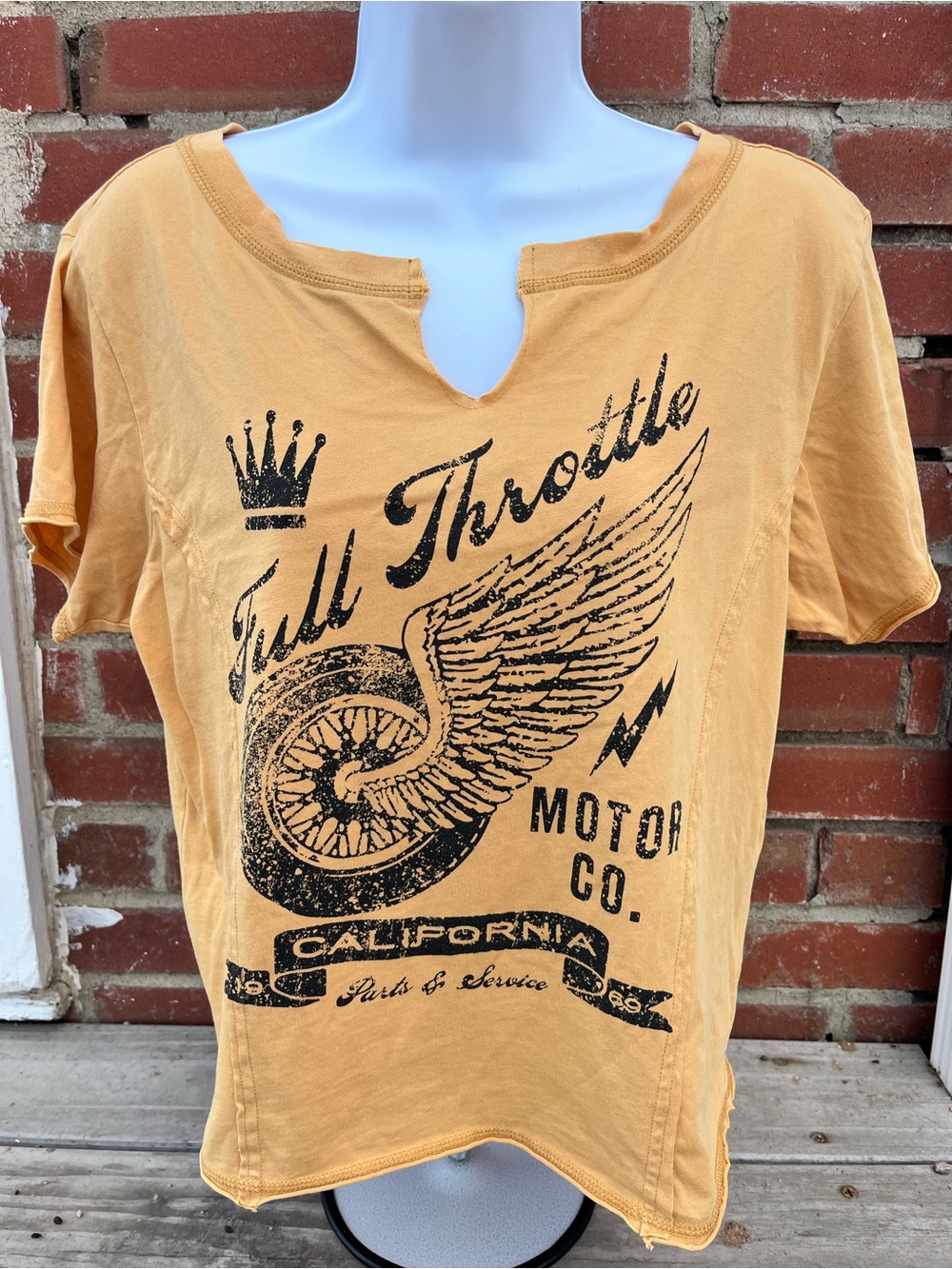 Cleo + Wolf Full Throttle Graphic Tee - Mustard Yellow Women’s Top